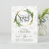 グリーンと金ゴールドグリッタースウィート18thバースデーパーティー 招待状 (スタンド正面)