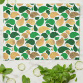 グリーンと金ゴールドグリッターフェスティバルパターン融合 キッチンタオル (折り畳み)