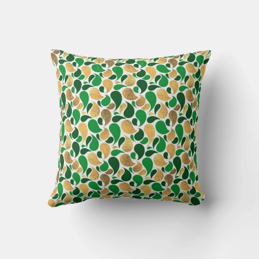 グリーンと金ゴールドグリッターフェスティバルパターン融合 クッション (裏面)