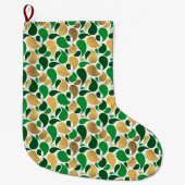 グリーンと金ゴールドグリッターフェスティバルパターン融合 ラージクリスマスストッキング (正面)