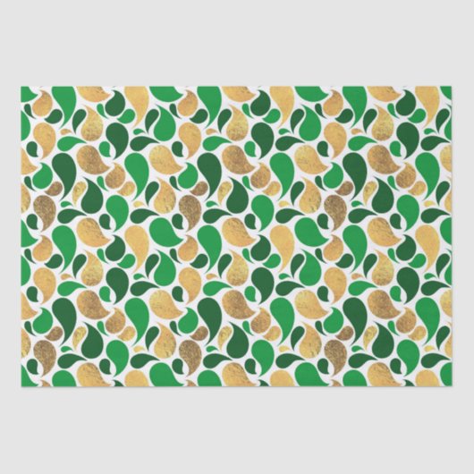 グリーンと金ゴールドグリッターフェスティバルパターン融合 薄葉紙 (正面)