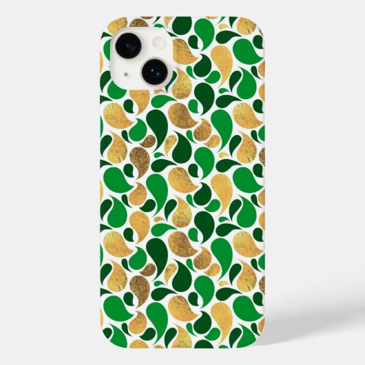 グリーンと金ゴールドグリッターフェスティバルパターン融合 Case-Mate iPhoneケース (裏面)