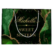 グリーンと金ゴールドグリッターマーブルアガテスウィート16 ラージペーパーバッグ (裏面)