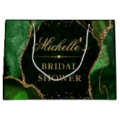 グリーンと金ゴールドグリッターマーブルゲートブライダルシャワー ラージペーパーバッグ (正面)