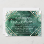グリーンと金ゴールドグリッター水の色のリハーサルディナー 招待状 (正面)