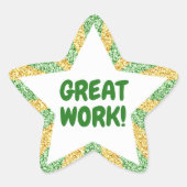 グリーンと金ゴールドグリッター素晴らしワーク先生スタースティ 星シール (正面)