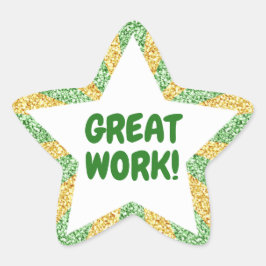 グリーンと金ゴールドグリッター素晴らしワーク先生スタースティ 星シール