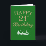 グリーンと金ゴールドグリッター21stバースデーカード カード<br><div class="desc">グリーンと金ゴールドグリッター21st誕生日カード名パーソナライズされた。さらにカスタマイクリックズを行う場合はカスタマイズ、「IT」ボタンをクリックし、このテンプレートを変更するために当社のデザインツールを使用する。</div>