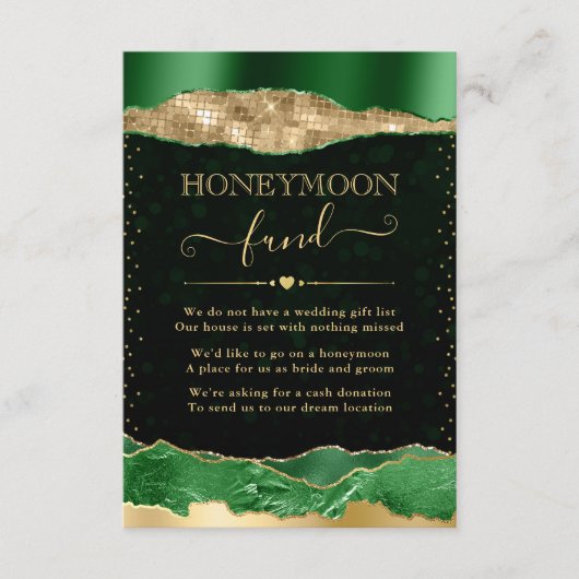 グリーンと金ゴールドグームの涙結婚のハネムーン基金 エンクロージャーカード (正面)