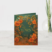 グリーンと金ゴールドケルト彼の結婚誓いのカード カード (正面)