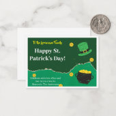 グリーンと金ゴールドコインズラインズセントパトリックのデイカード ノートカード (正面/裏面インサイチュ)