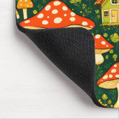 グリーンと金ゴールドコテージのコアフラワーとキノコ マウスパッド (コーナー)