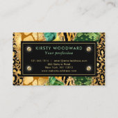 グリーンと金ゴールドサファリアニマルグリッターアゲート 名刺 (裏面)