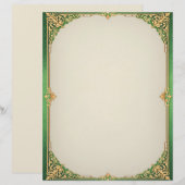 グリーンと金ゴールドシンプルアールデコ レターヘッド (正面/裏面)