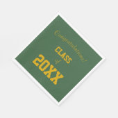 グリーンと金ゴールドスクールのカラー卒業 スタンダードランチョンナプキン (角)