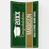 グリーンと金ゴールドスクールのカラー卒業 横断幕 (縦)