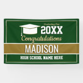 グリーンと金ゴールドスクールのカラー卒業 横断幕 (横)