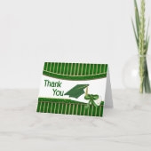 グリーンと金ゴールドストライプの卒業サンキューカード サンキューカード (正面)