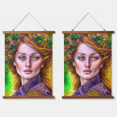 グリーンと金ゴールドセントパトリックの日の女性アートワーク 吊り下げ型タペストリー (ダブル)