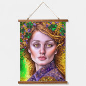 グリーンと金ゴールドセントパトリックの日の女性アートワーク 吊り下げ型タペストリー (正面2)