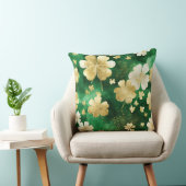 グリーンと金ゴールドセントパトリックの日シャムロック クッション (椅子)