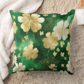 グリーンと金ゴールドセントパトリックの日シャムロック クッション (ブランケット)