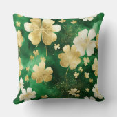 グリーンと金ゴールドセントパトリックの日シャムロック クッション (裏面)