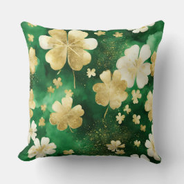 グリーンと金ゴールドセントパトリックの日シャムロック クッション