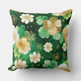 グリーンと金ゴールドセントパトリックの日シャムロック クッション