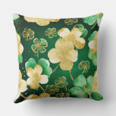 グリーンと金ゴールドセントパトリックの日シャムロック クッション (裏面)