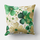 グリーンと金ゴールドセントパトリックの日シャムロック クッション (裏面)
