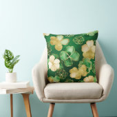 グリーンと金ゴールドセントパトリックの日シャムロック クッション (椅子)