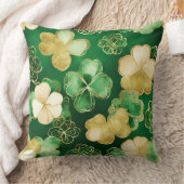 グリーンと金ゴールドセントパトリックの日シャムロック クッション (ブランケット)