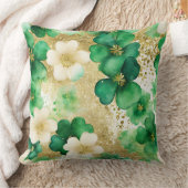 グリーンと金ゴールドセントパトリックの日シャムロック クッション (ブランケット)