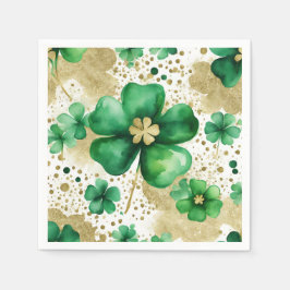 グリーンと金ゴールドセントパトリックの日シャムロック スタンダードカクテルナプキン