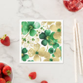 グリーンと金ゴールドセントパトリックの日シャムロック スタンダードカクテルナプキン (インサイチュ)