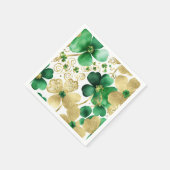 グリーンと金ゴールドセントパトリックの日シャムロック スタンダードカクテルナプキン (角)