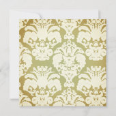 グリーンと金ゴールドダマスクウェディング招待状 招待状 (裏面)