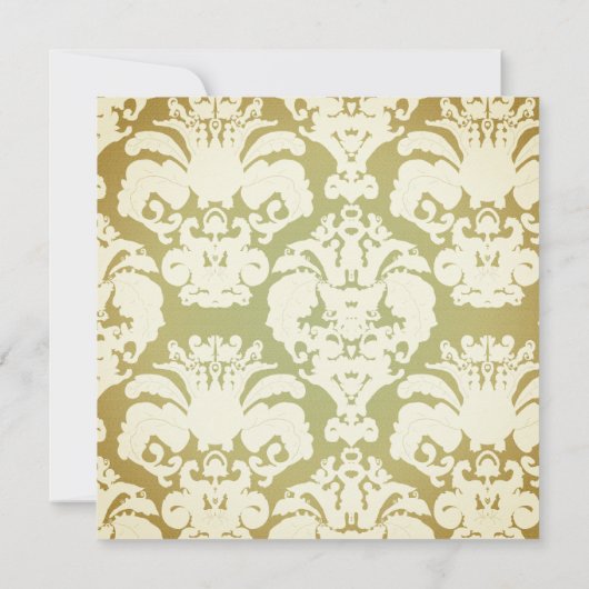 グリーンと金ゴールドダマスクウェディング招待状 招待状 (裏面)