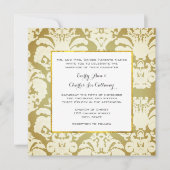 グリーンと金ゴールドダマスクウェディング招待状 招待状 (正面)