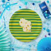 グリーンと金ゴールドチーズヘッド紙プレート ペーパープレート (パーティー)