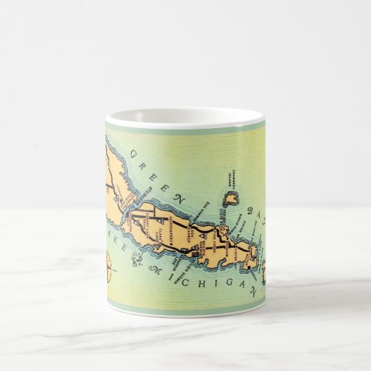 グリーンと金ゴールドドアカウンティウィスコンシンの地図 コーヒーマグカップ (中央)