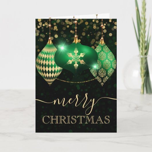 グリーンと金ゴールドバウブルクリスマス シーズンカード (正面)
