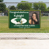 グリーンと金ゴールドビニールの卒業写真 横断幕 (インサイチュ)