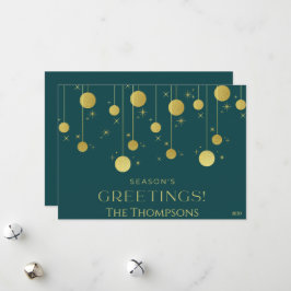 グリーンと金ゴールドファミリークリスマスホリデーカード シーズンカード