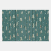 グリーンと金ゴールドファームハウスクリスマス ラッピングペーパーシート (正面3)