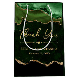 グリーンと金ゴールドフェイクグリッターアゲートキンセアニェラ ミディアムペーパーバッグ