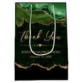 グリーンと金ゴールドフェイクグリッターアゲートキンセアニェラ ミディアムペーパーバッグ (裏面)