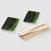 グリーンと金ゴールドフェイクグリッターアゲート結婚式 プログラム ハンドファン (組立なし)