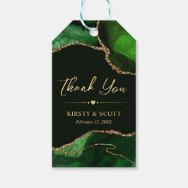 グリーンと金ゴールドフェイクグリッターアゲ結婚ート ギフトタグ